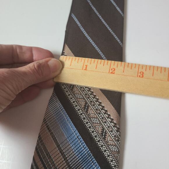 Oleg Cassini Mens Blue Brown Multicolor Abstract Necktie Professional Office - Picture 6 of 10
